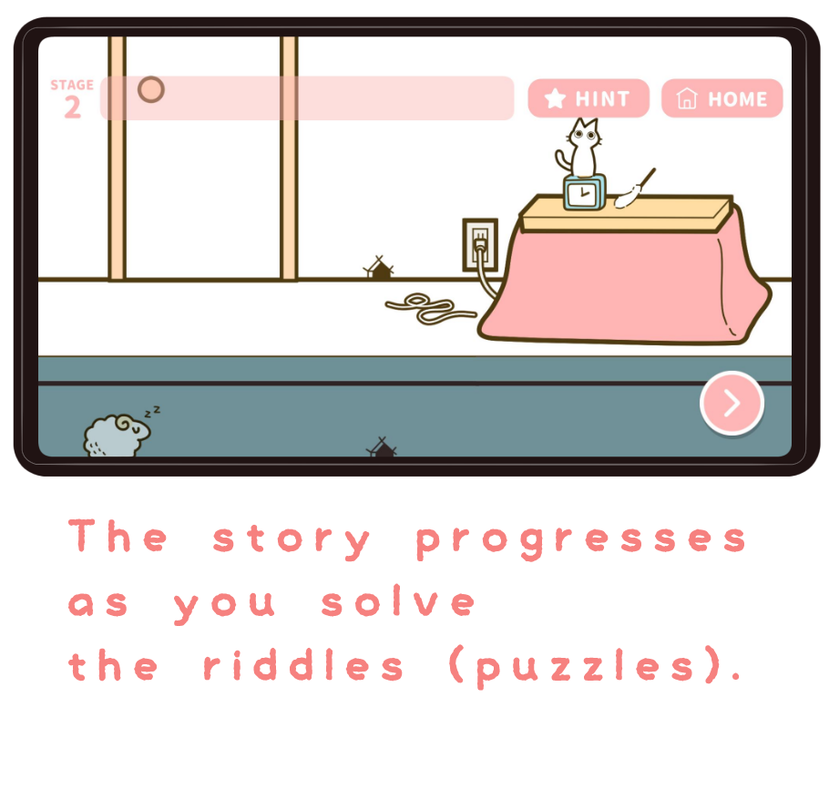 The story progresses as you solve the riddles (puzzles).